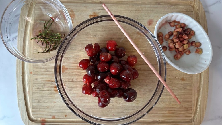 bowl of pitted cherries