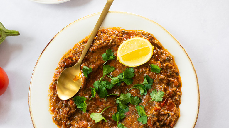 eggplant tomato dip with lemon