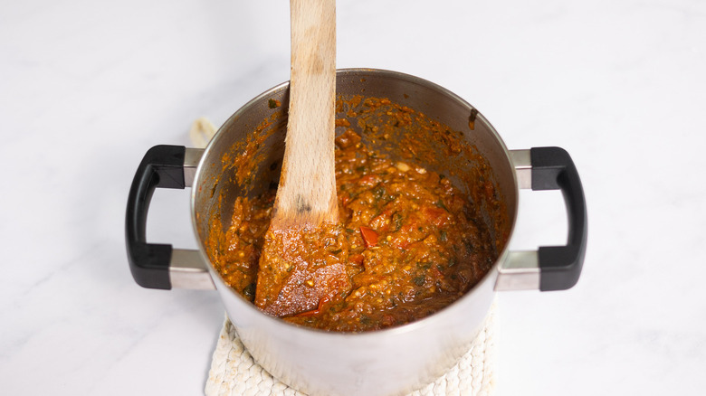 cooked eggplants and tomatoes