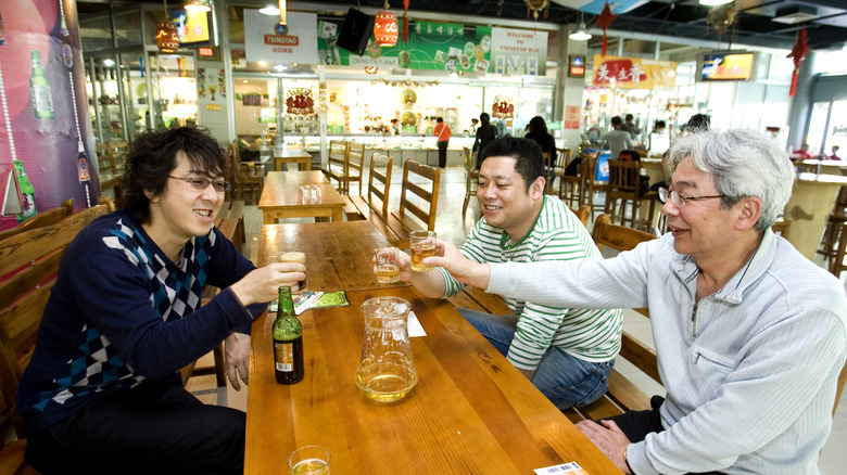 drinking beer at Tsingtao Museum