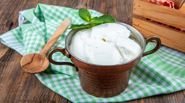 Buffalo Yogurt in metal container 