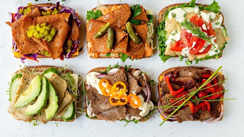 Open faced sandwiches made with Unreal Deli meats