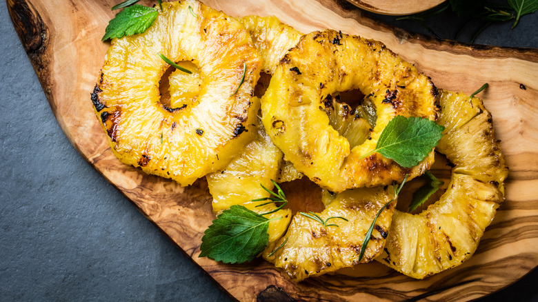 tray of grilled pineapple