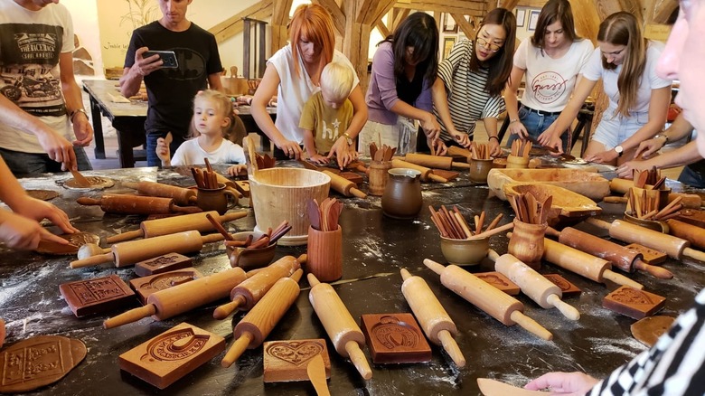 Museum guests making gingerbread