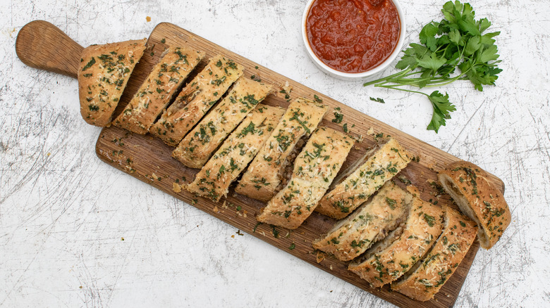 Mushroom and Walnut Stromboli served