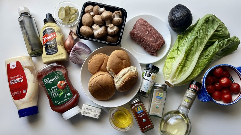 ingredients for mushroom burger bowls