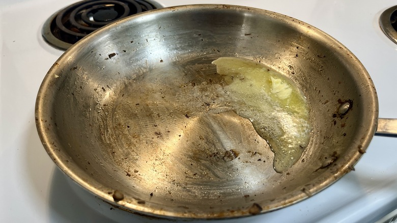 butter melting in skillet