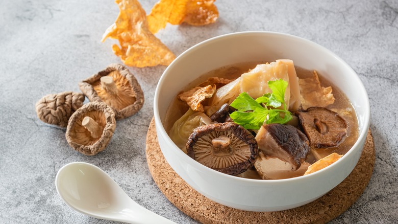 Mushrooms in soup