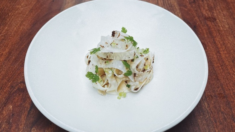 Celeriac, black truffle, chervil appetizer