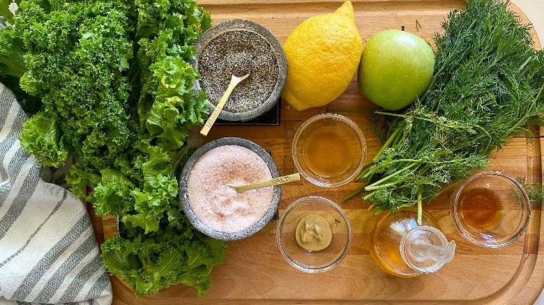 ingredients for mustard green salad