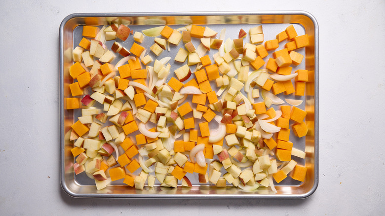 vegetables on sheet pan