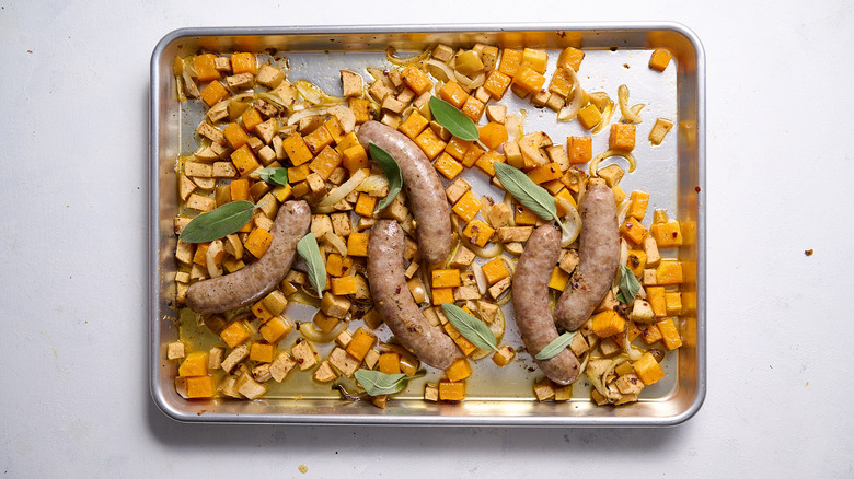 sage added to sheet pan