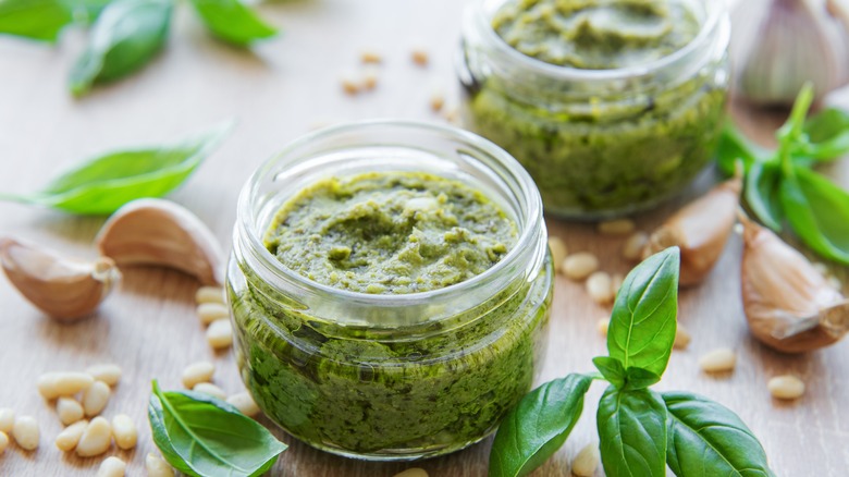 pesto in small jars