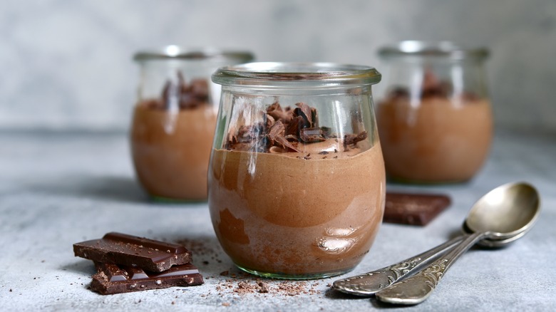 chocolate mousse in a jar