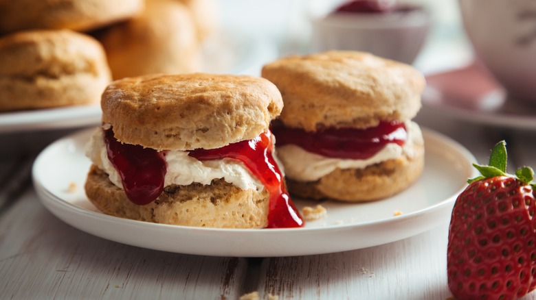 English scones with cream and jam