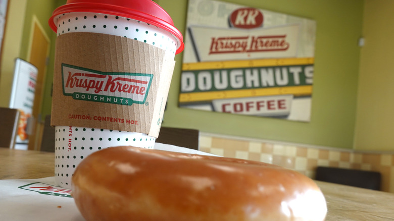 Krispy Kreme donut and coffee