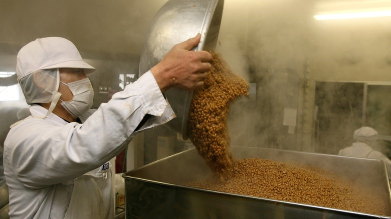 natto prepared in factory