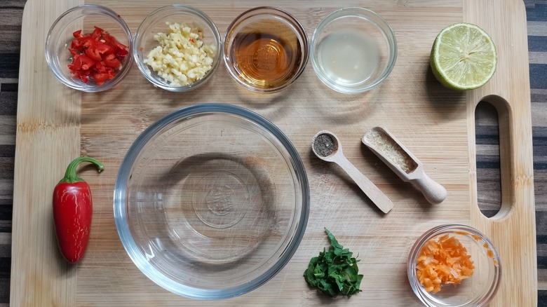 Prepared ingredients for nuoc cham