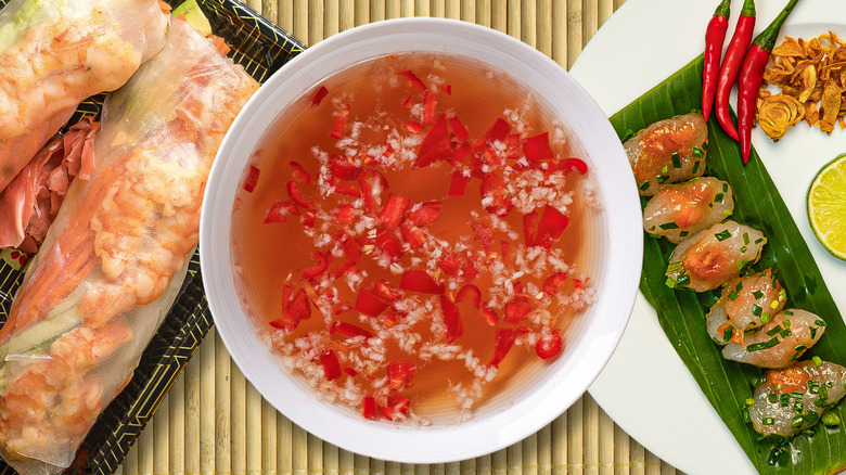 Vietnamese dipping sauce with appetizers 