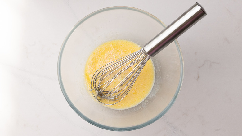 bowl containing wet cobbler ingredients
