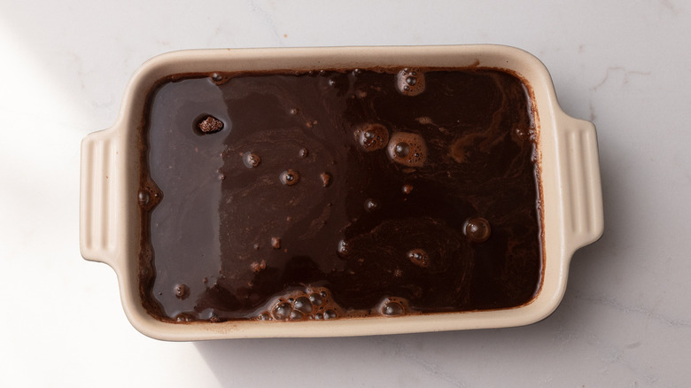 boiling water in chocolate cobbler