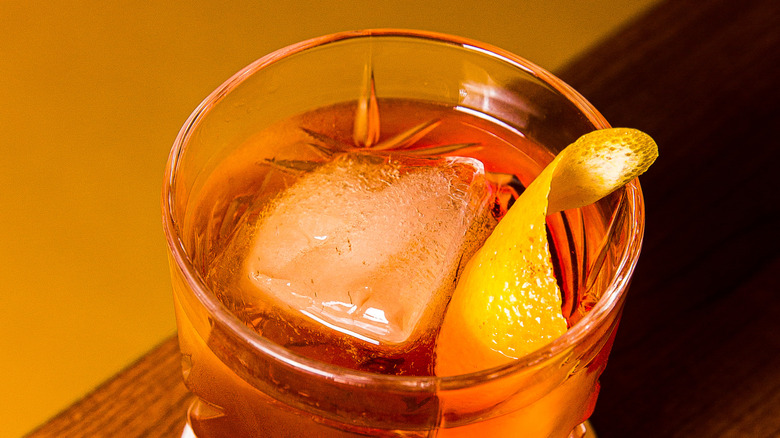 Overhead shot of a Negroni