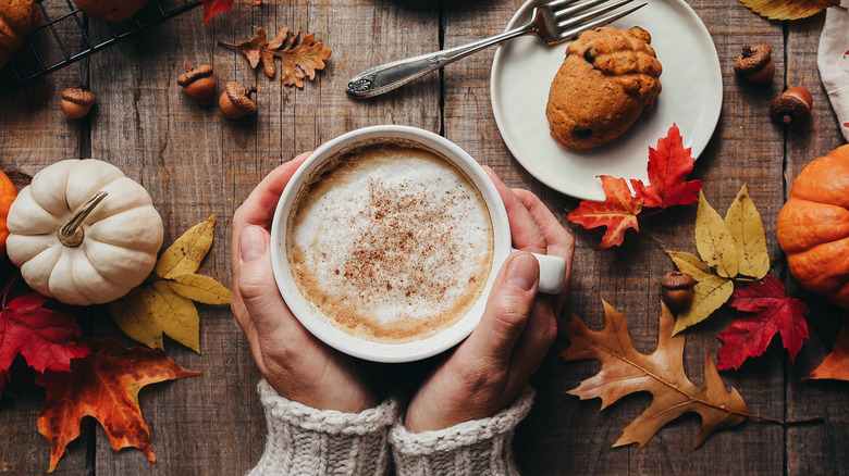 Pumpkins, cake, coffee