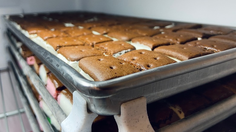 Ice cream sandwiches in tray