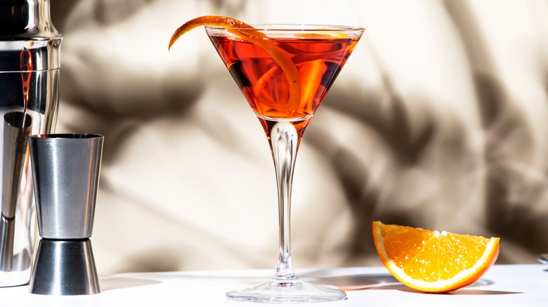 Orange martini with orange slice