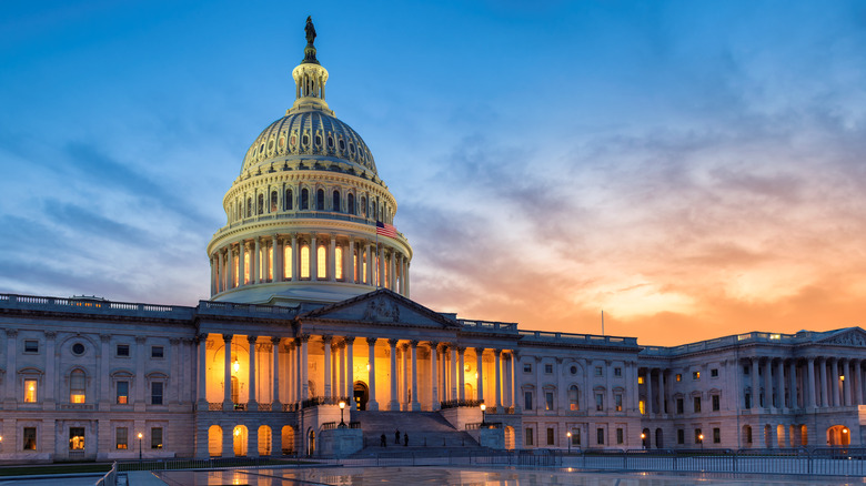 Senate building at sunset