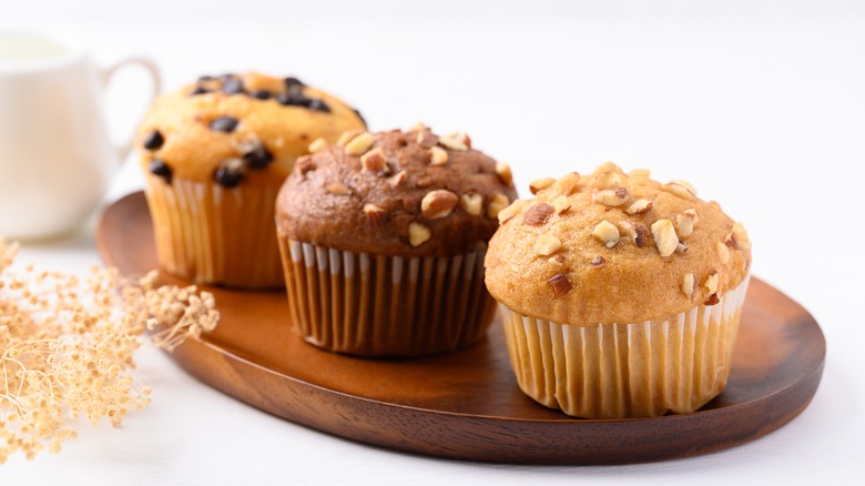 Three different muffins on plate