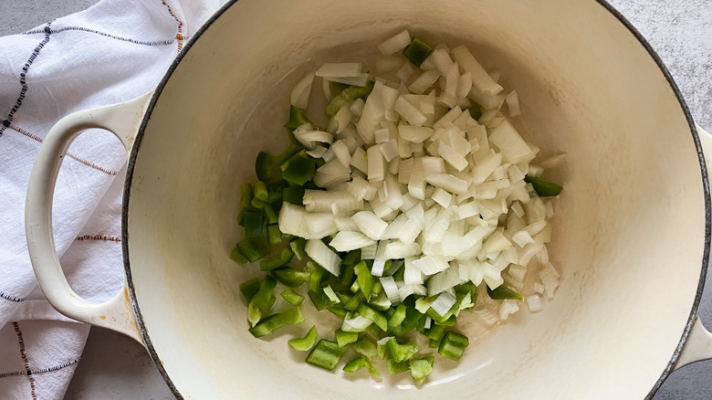 sautéing onion and pepper