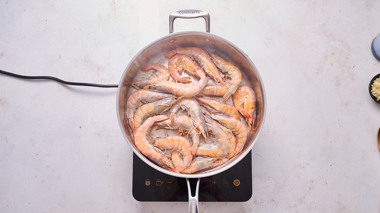 cooked shrimp in skillet