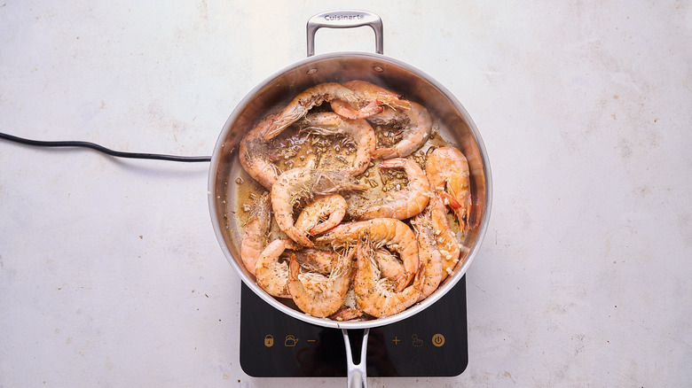 deglazing shrimp in skillet