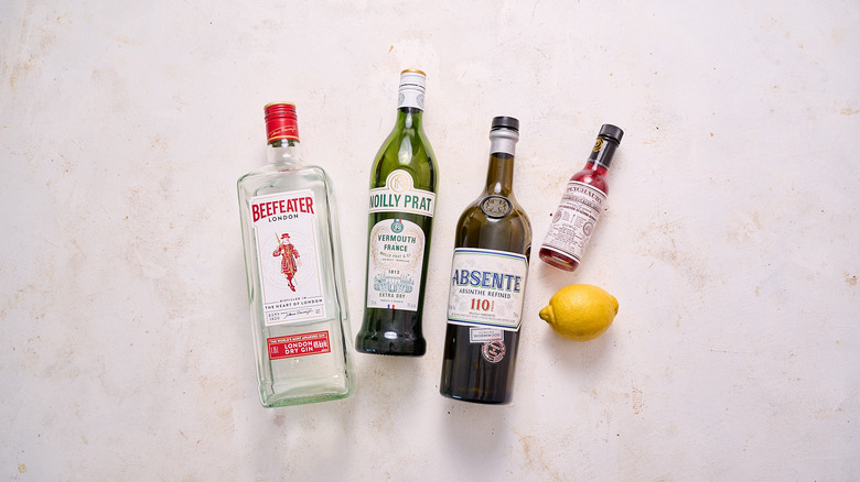 Ingredients for New Orleans-style martini