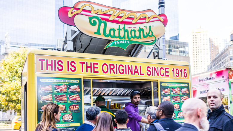 Nathan's Famous booth in Manhattan