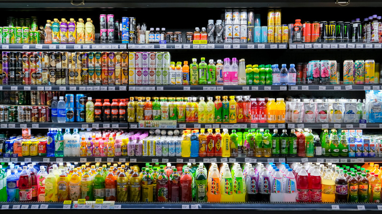 soda display at grocery store