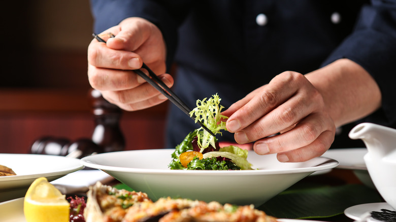 chef prepping salad