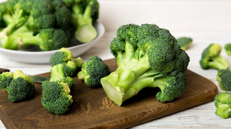 Broccoli on cutting board