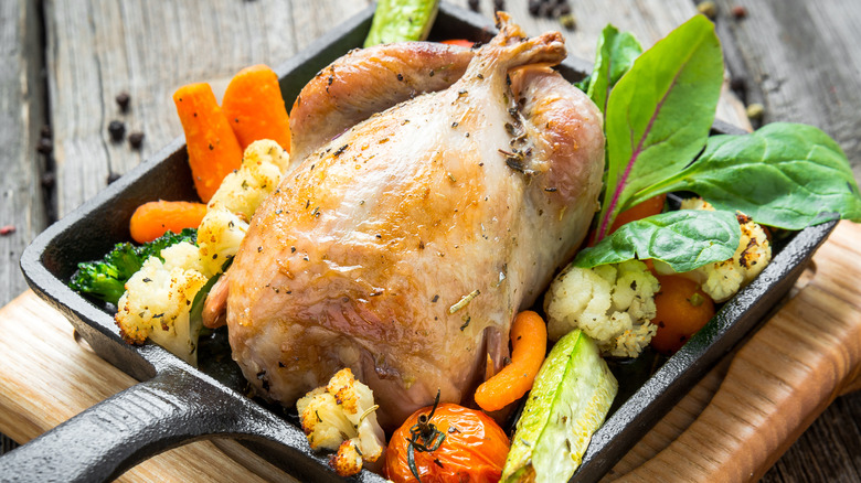 Roasted pheasant with vegetables