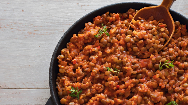 lentil stew with spoon