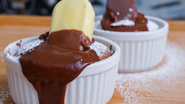 Chocolate lava cake with Magnum ice cream bar