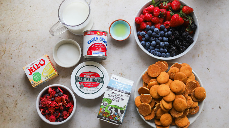 Ingredients for no-bake berry pudding