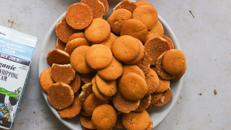 Plate of vanilla wafer cookies