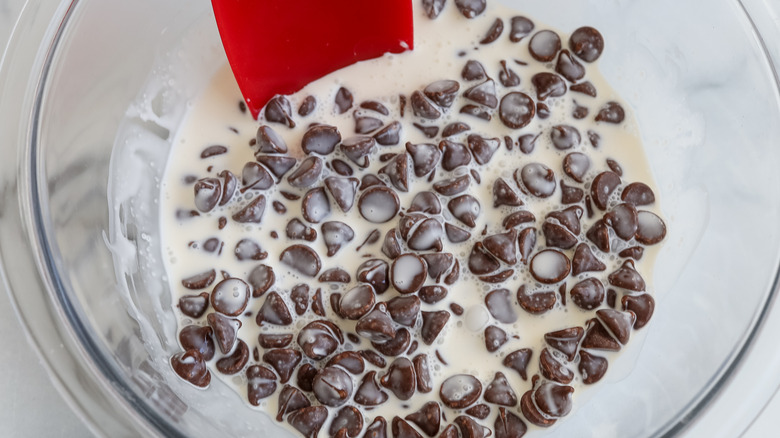 cream and chocolate in bowl