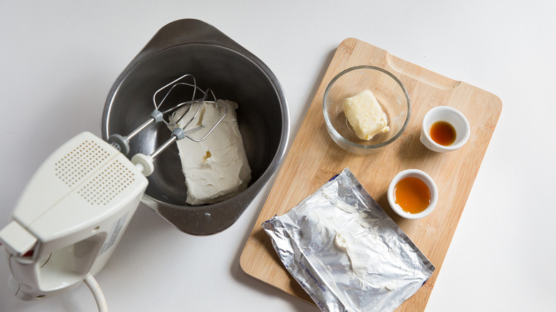 mixing cream cheese