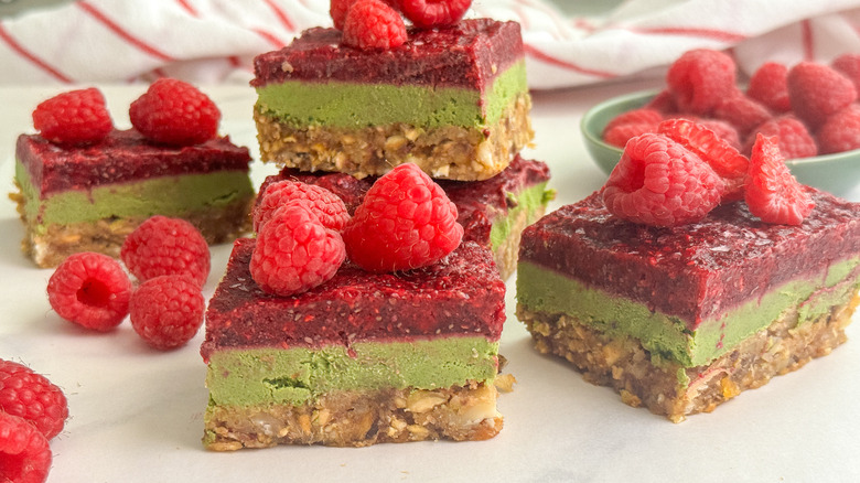 close up of matcha bars