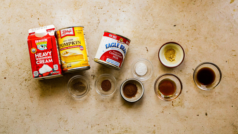 Ingredients for pumpkin ice cream