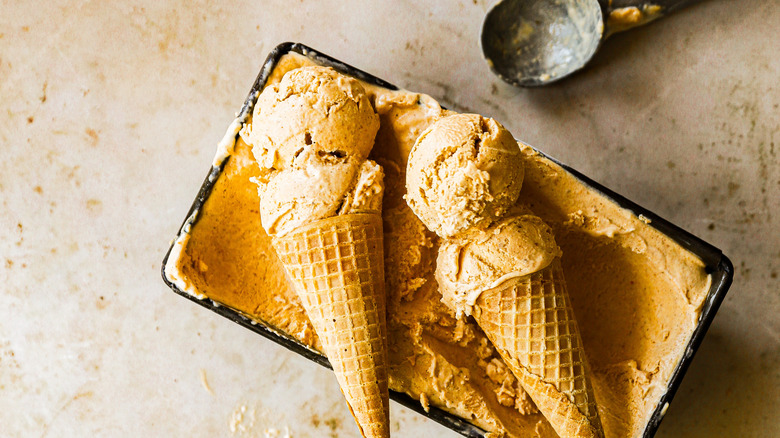 Scoops of pumpkin ice cream