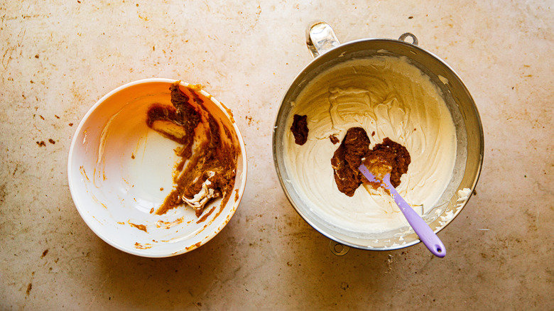 Bowl of whipped cream and pumpkin